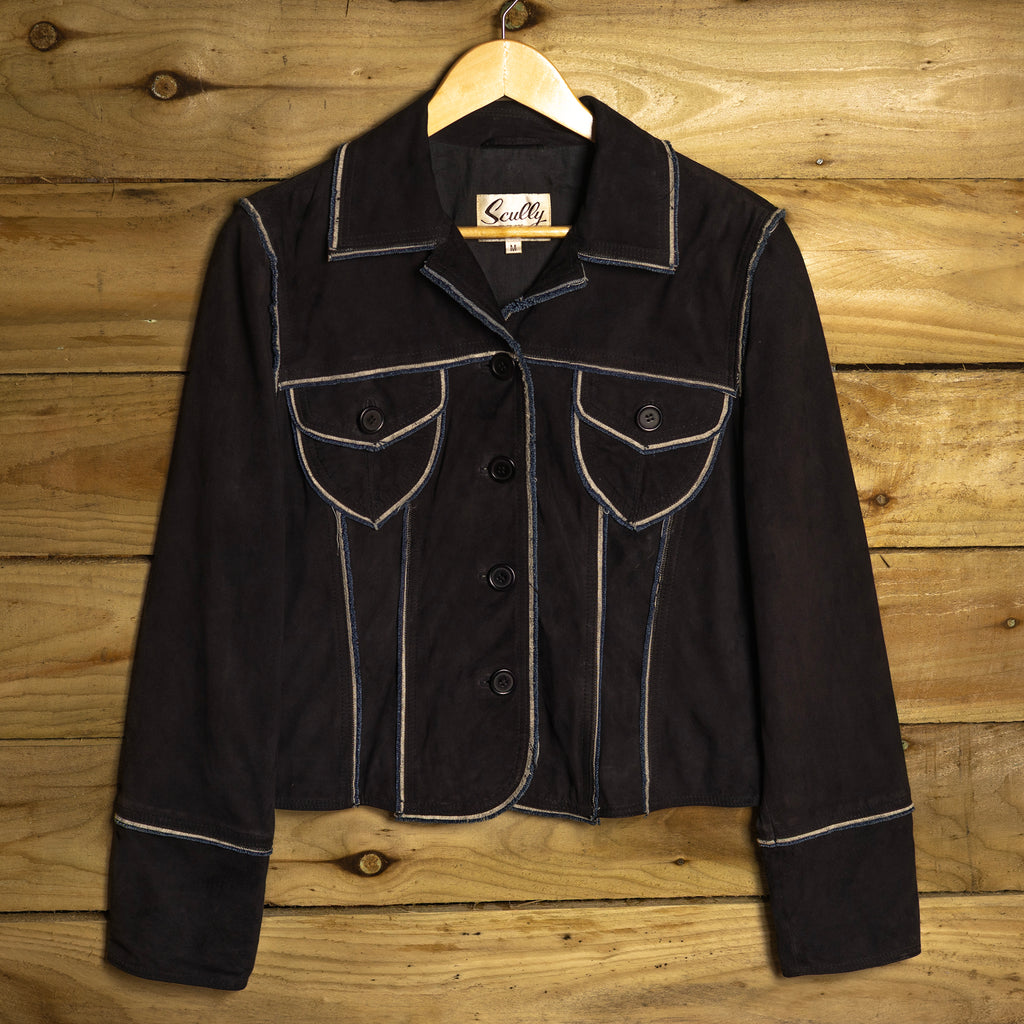 Vintage Scully Black Suede Western Jacket - Women's M (12-14)