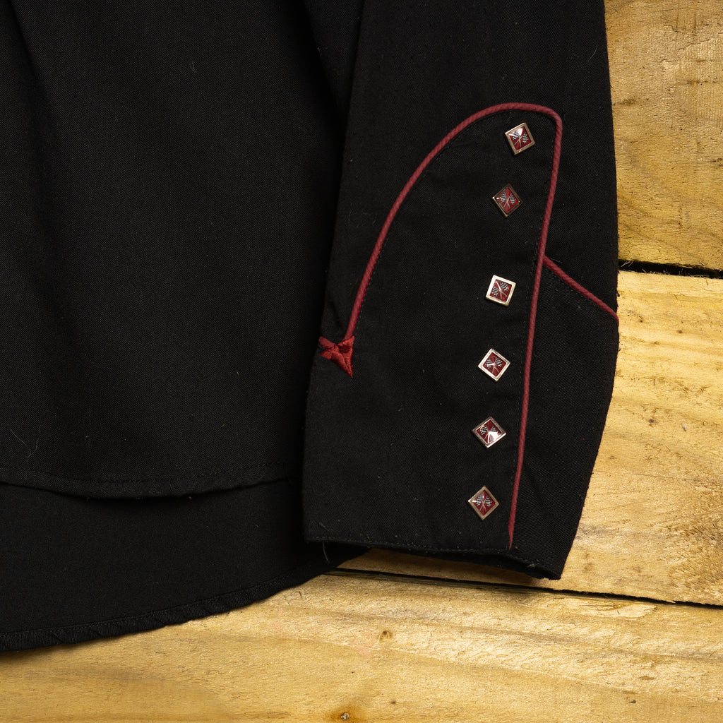 Vintage Scully Western Wear Embroidered Black Cowboy Shirt with Pearl Snaps & Collar Tips - Size Large