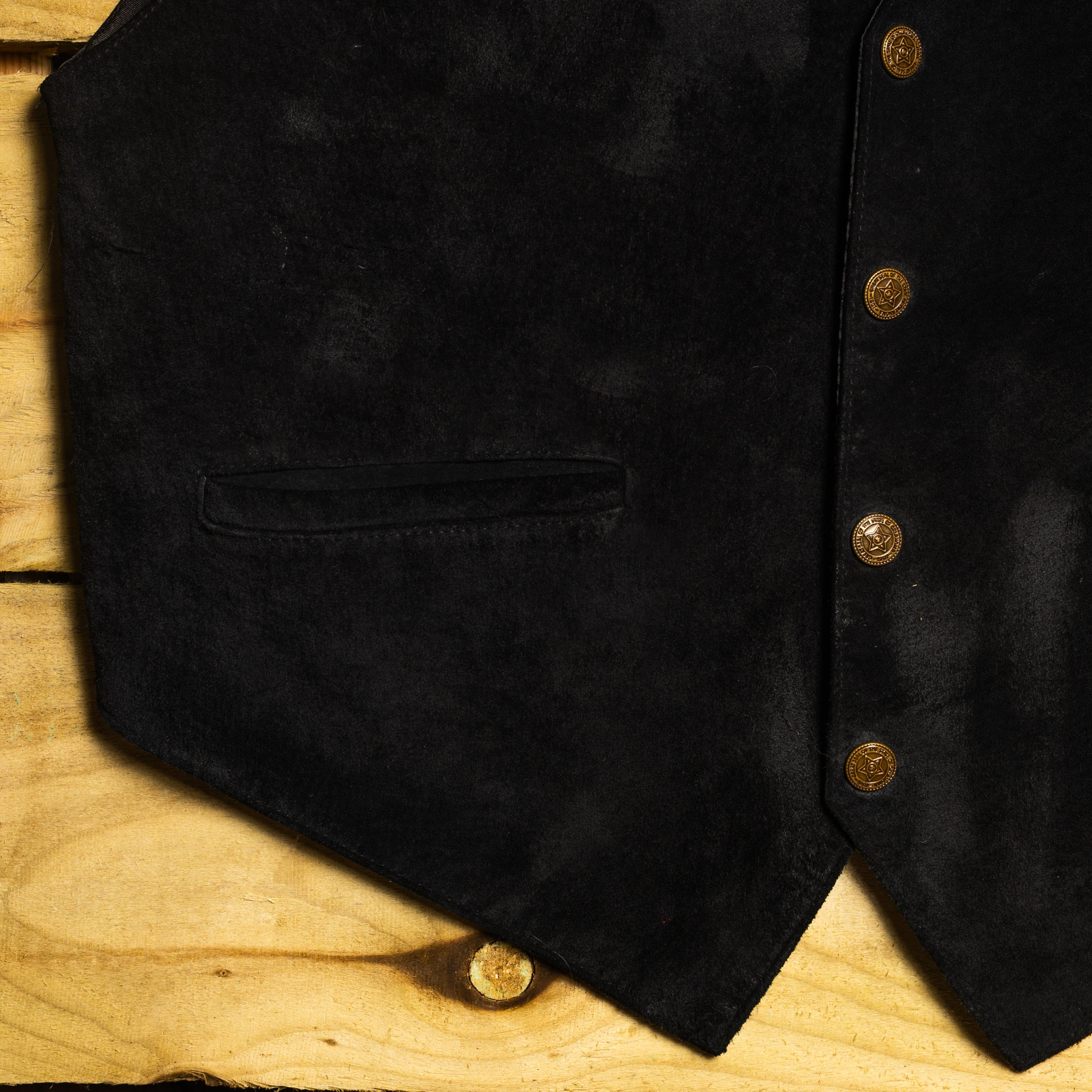 Vintage Scully Western Wear Black Leather Suede Button-Up Vest – Size M