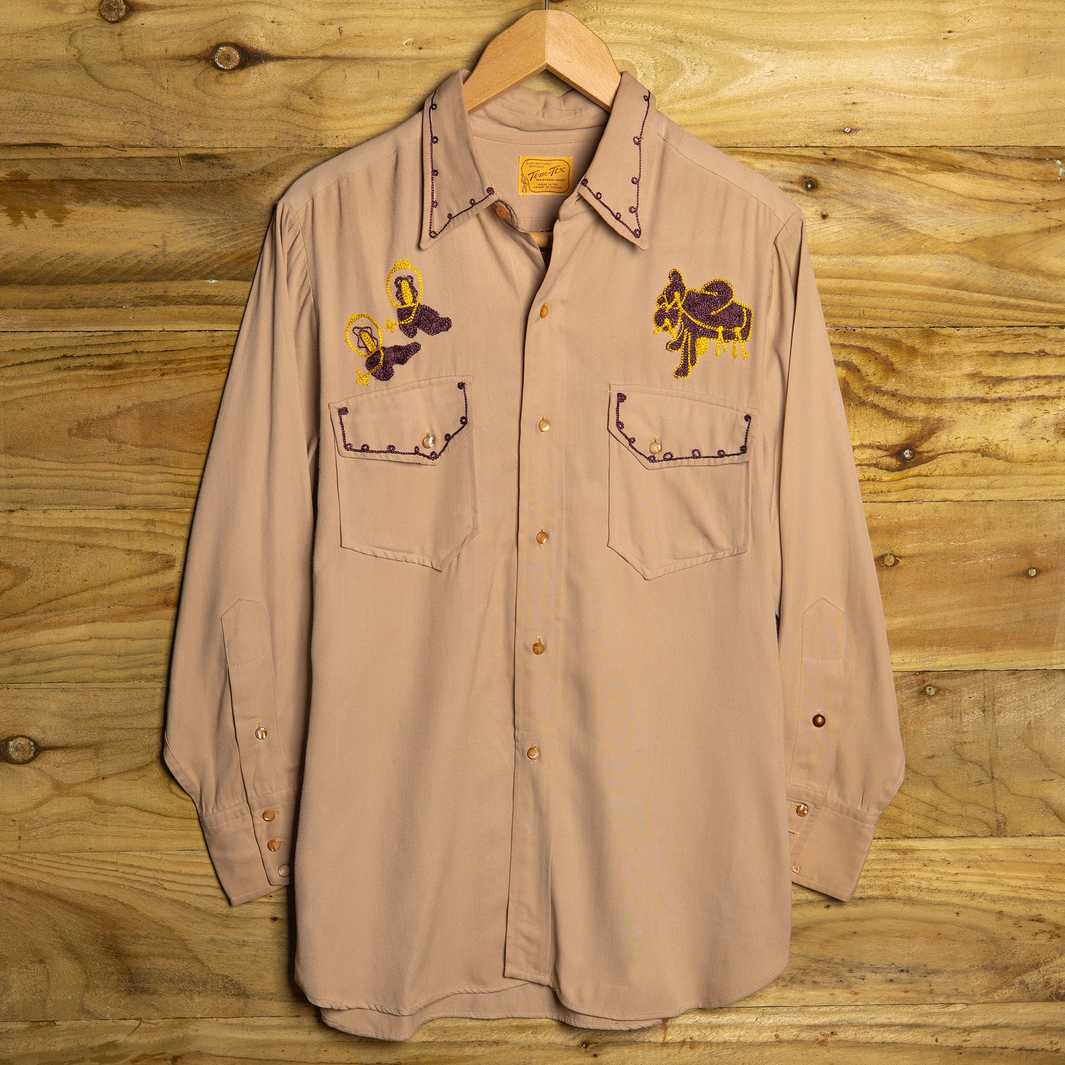 1950s Vintage Tem Tex Western Wear Embroidered Cowboy Shirt