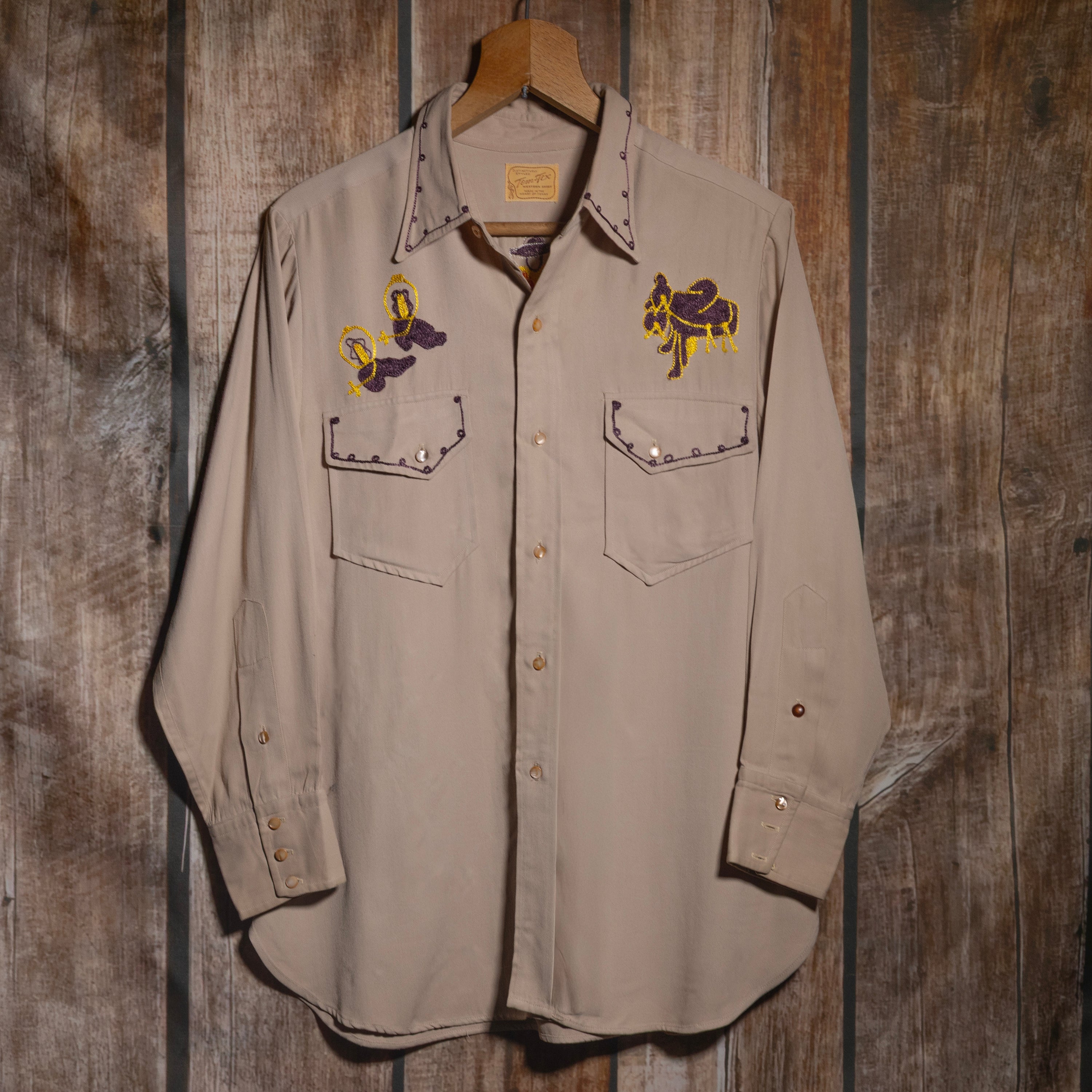 1950s Vintage Tem Tex Western Wear Embroidered Cowboy Shirt