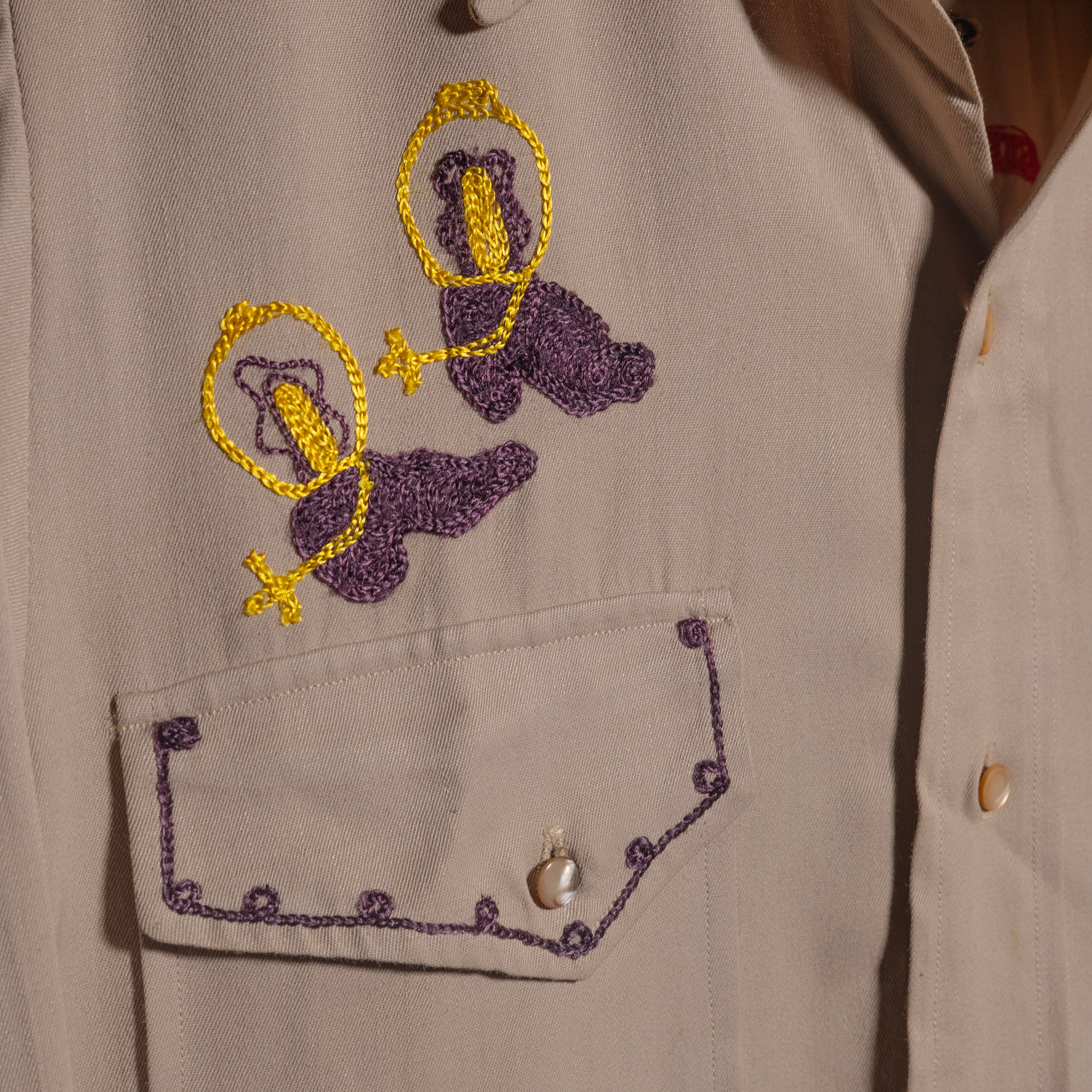 1950s Vintage Tem Tex Western Wear Embroidered Cowboy Shirt