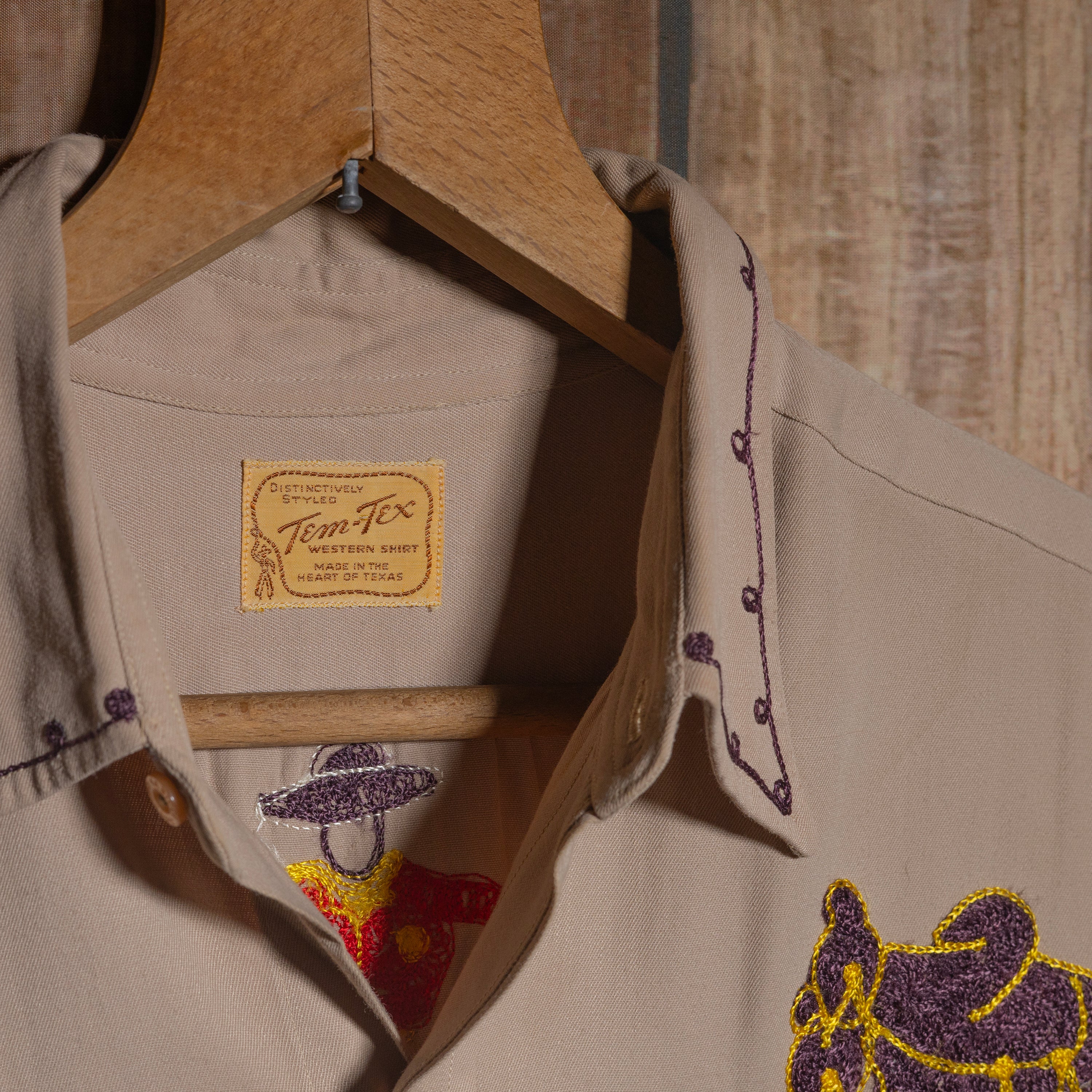 1950s Vintage Tem Tex Western Wear Embroidered Cowboy Shirt