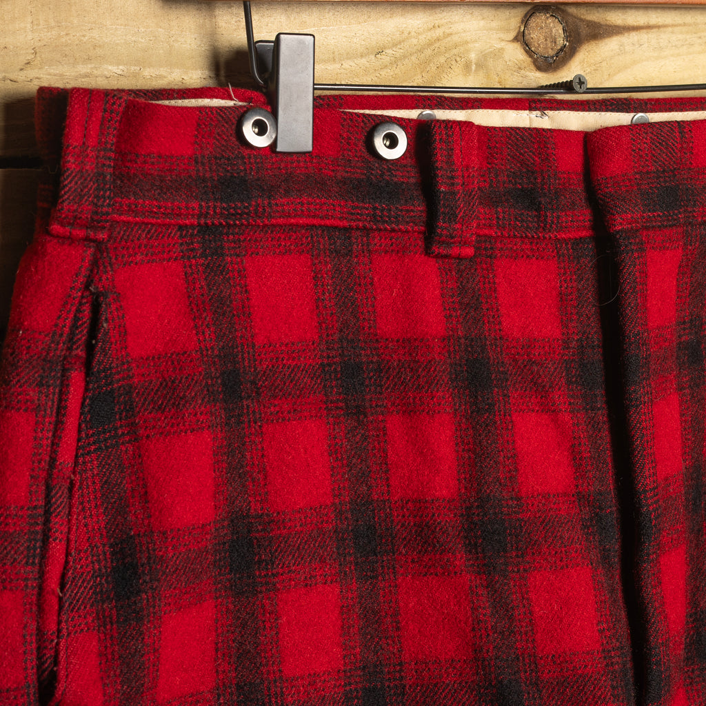 Vintage 1960s Woolrich Red & Black Tartan Hunting Trousers – W36