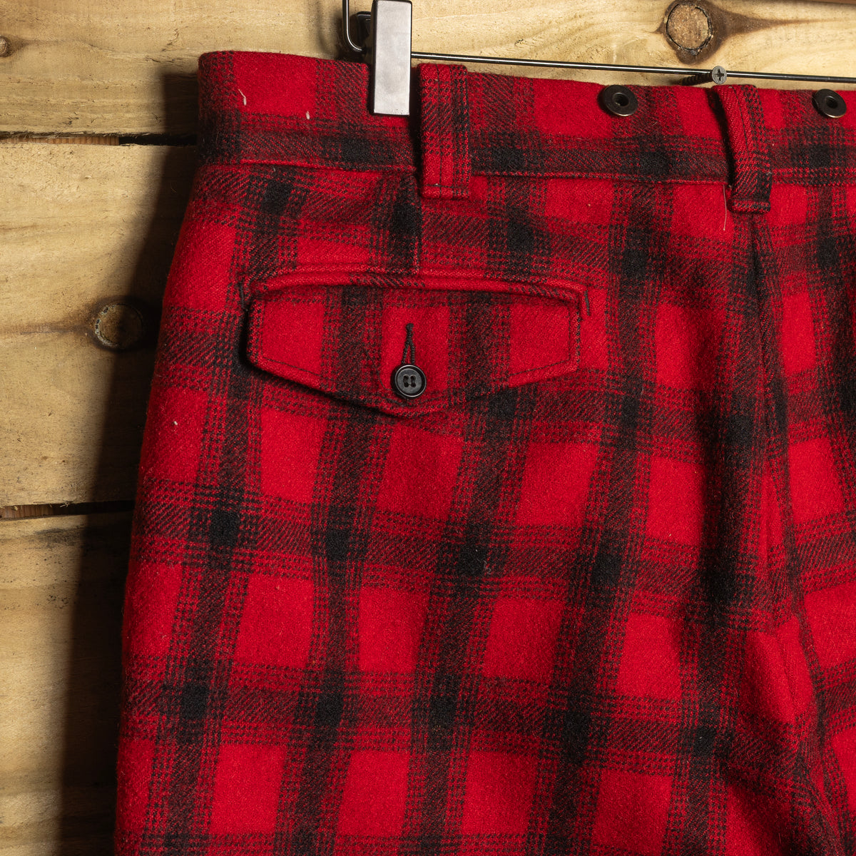 Vintage 1960s Woolrich Red & Black Tartan Hunting Trousers – W36