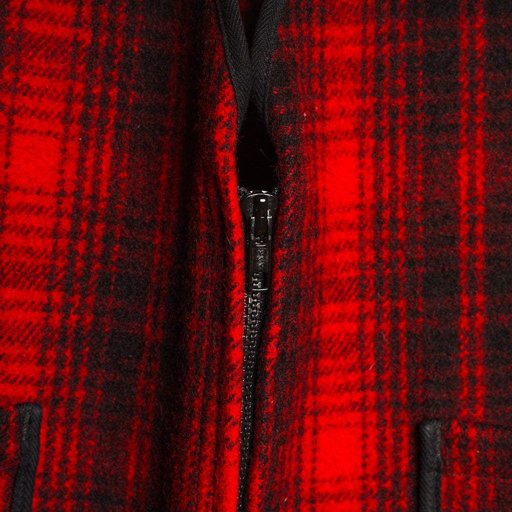 Woolrich Vintage Burgundy & Black Hunting Wool Gilet — Size L