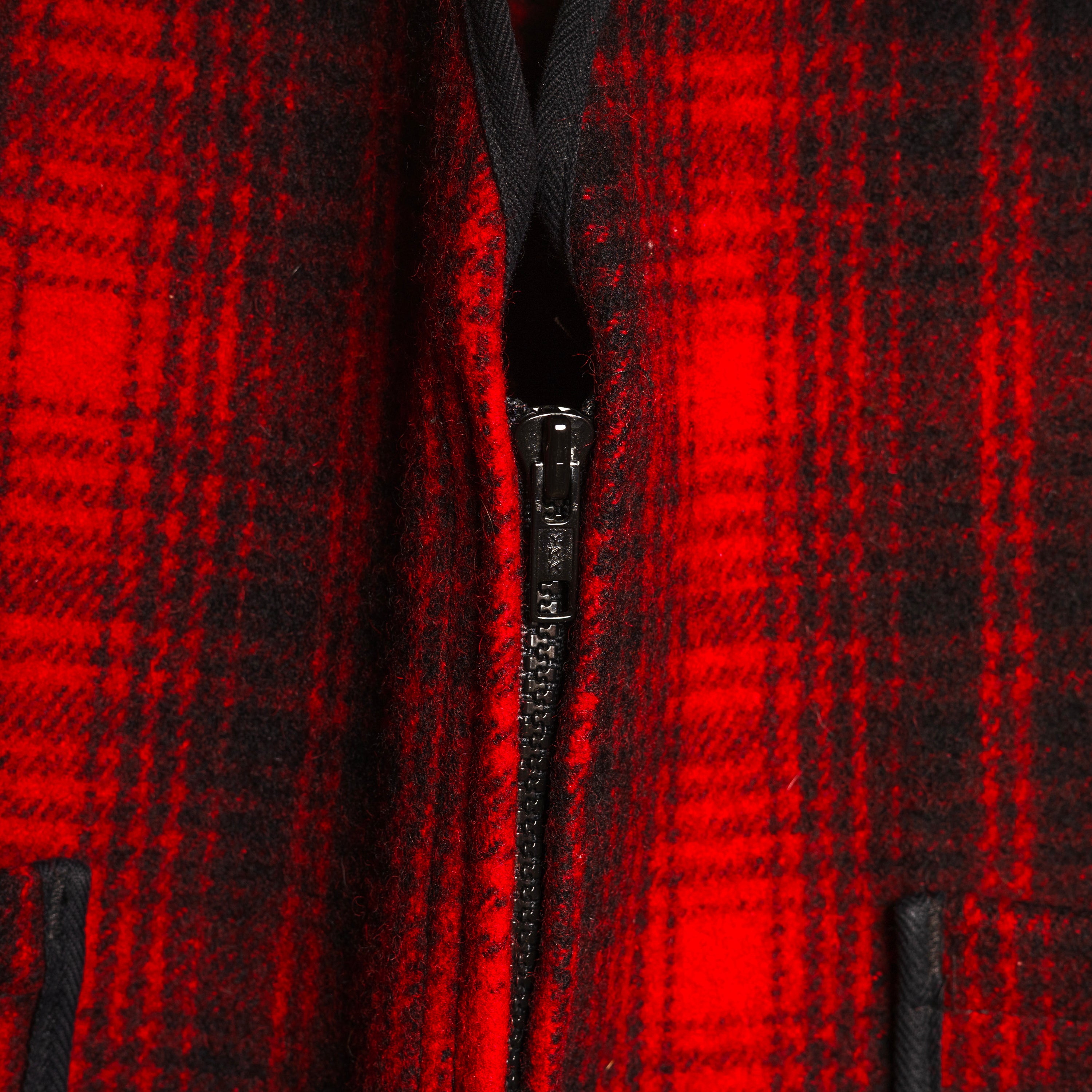 Woolrich Vintage Burgundy & Black Hunting Wool Gilet — Size L