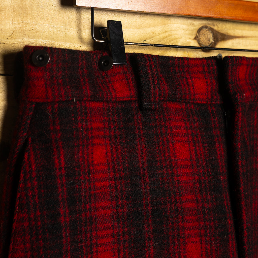 Vintage Woolrich Mackinaw Red & Black Heavyweight Wool Hunting Trousers - Reinforced Knees - W34 L34