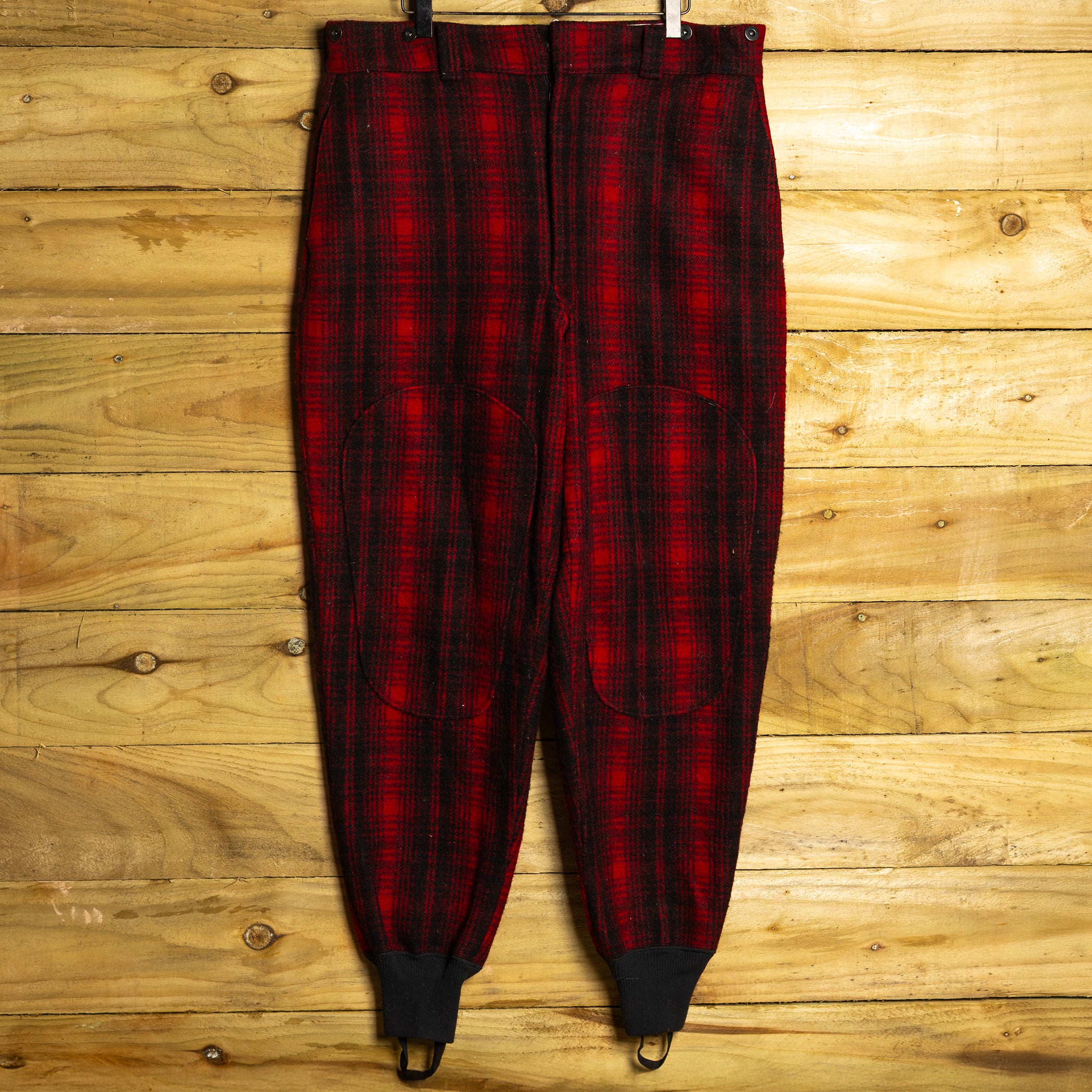 Vintage Woolrich Mackinaw Red & Black Heavyweight Wool Hunting Trousers - Reinforced Knees - W34 L34
