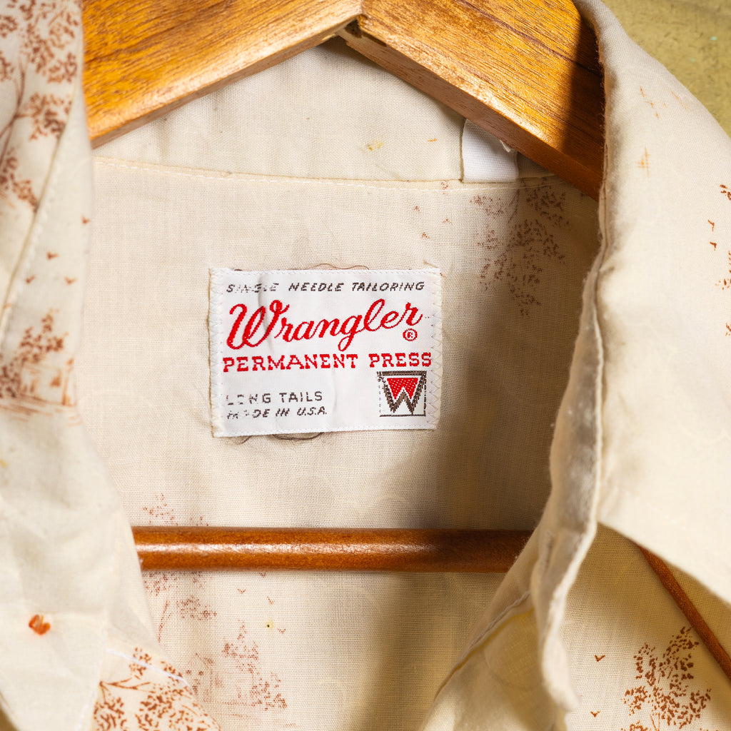 Wrangler Vintage Cream Pearl Snap Western Shirt – Long Tail | M-L