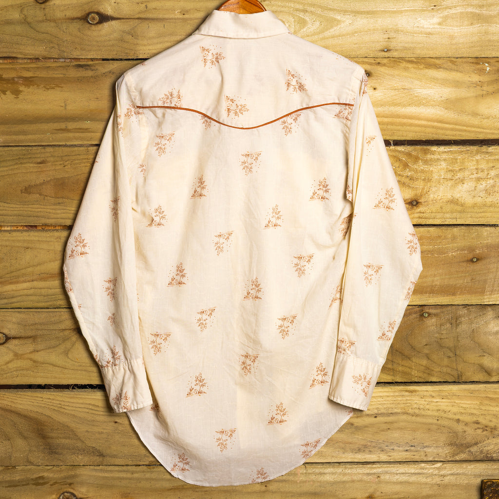 Wrangler Vintage Cream Pearl Snap Western Shirt – Long Tail | M-L