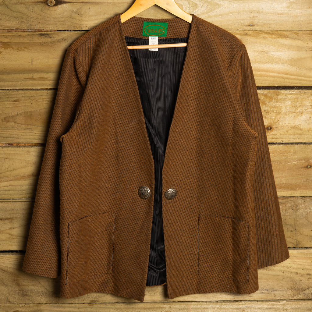 Vintage Wraps Geometric Tapestry Open-Front Western Jacket, L