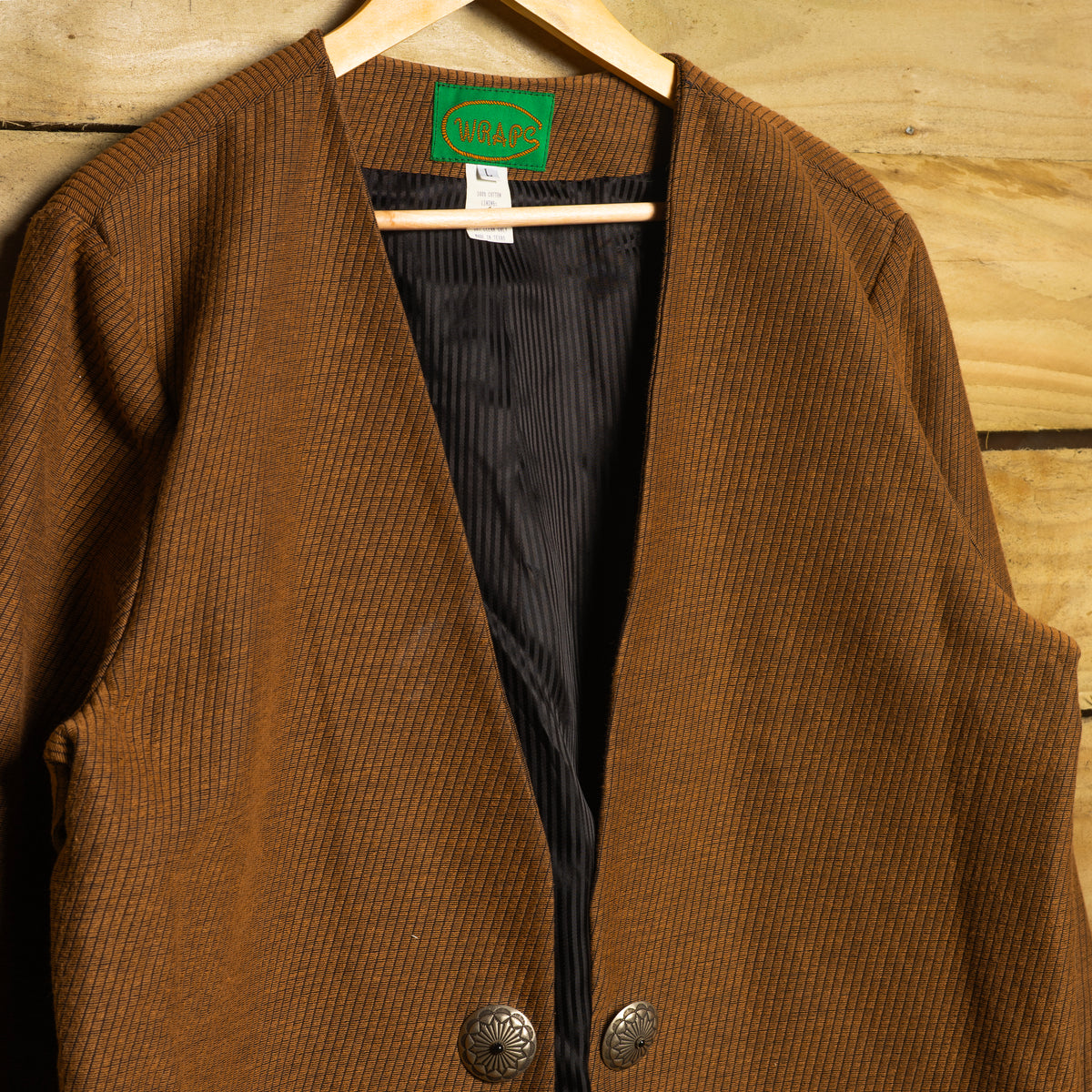 Vintage Wraps Geometric Tapestry Open-Front Western Jacket, L