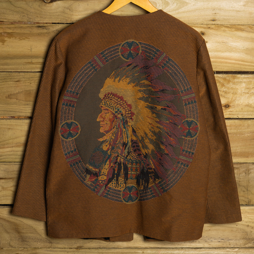 Vintage Wraps Geometric Tapestry Open-Front Western Jacket, L