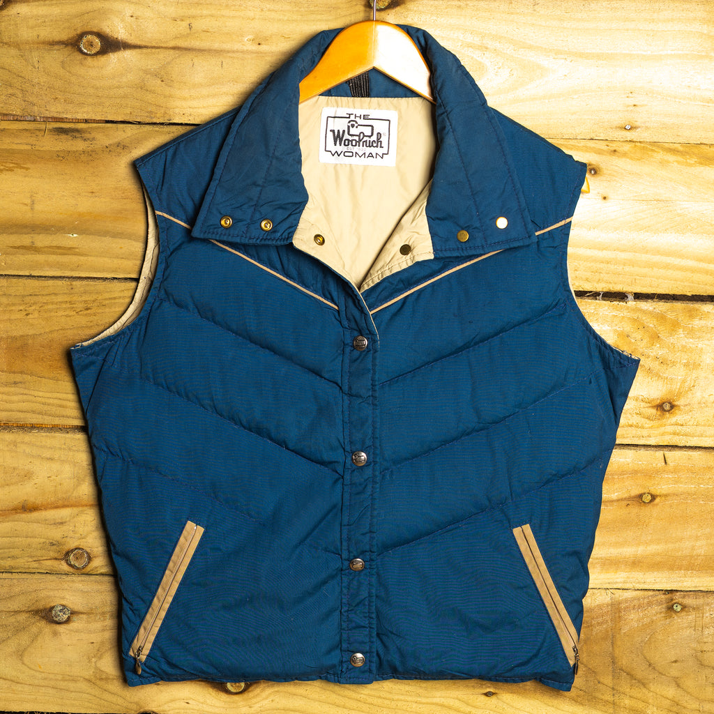 Woolrich Women's Blue Puffer Gilet Bodywarmer – Snap Front, Size 8