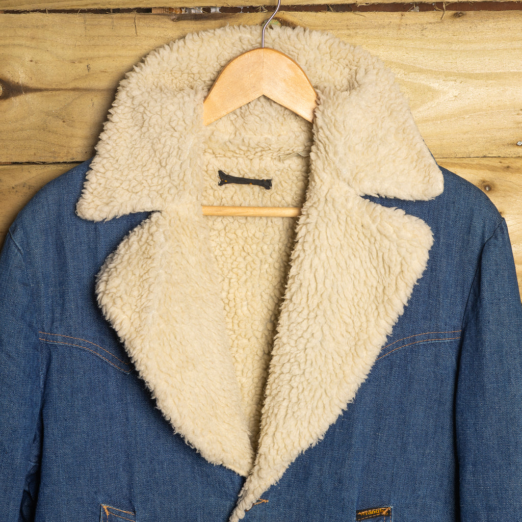 Vintage Wrangler Denim Sherpa 3/4 Coat – Logo Buttons, Size L