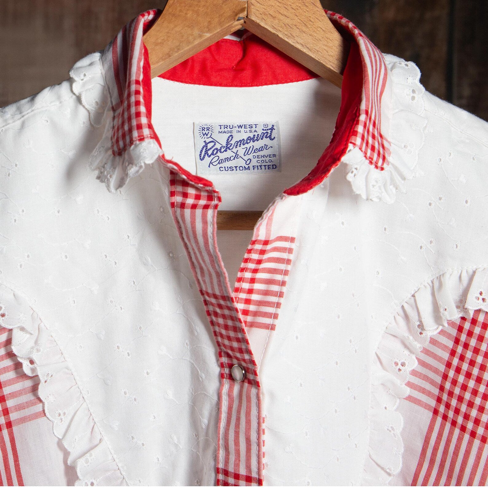 Rockmount Ranch Wear Red and White Shirt M/10