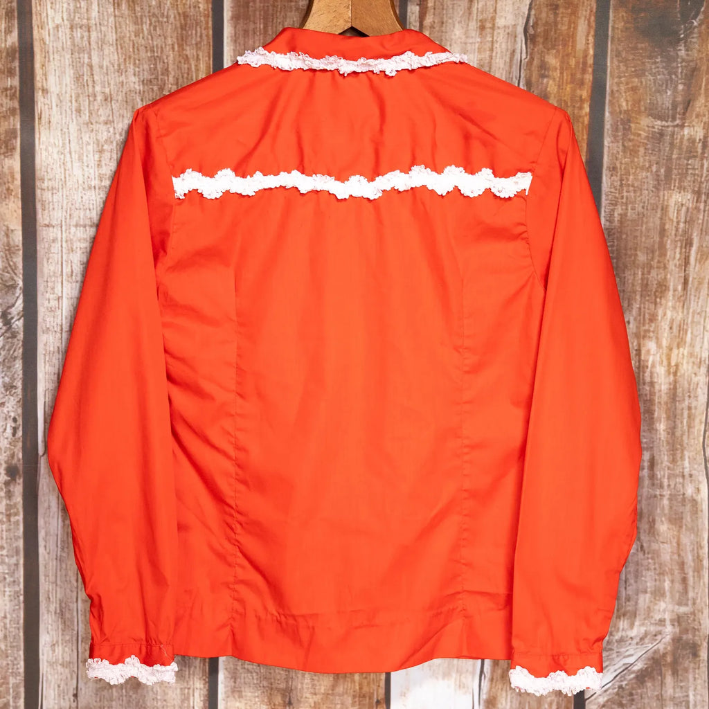 Vintage 1970s H Bar C Red Cowgirl Blouse with White Detail M / 10