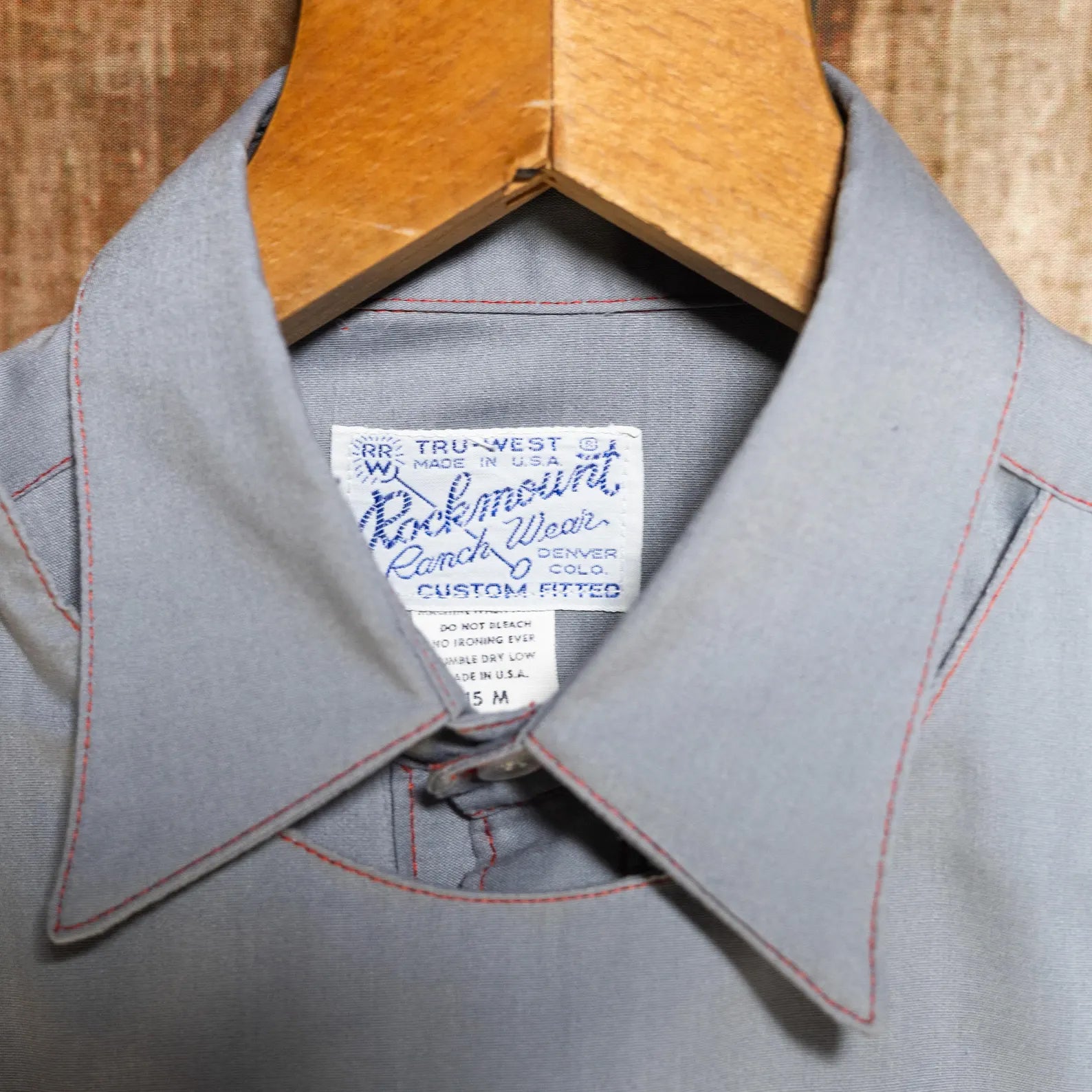 Rockmount Ranchwear Bibbed Grey Cowboy Shirt with Red Piping, Medium