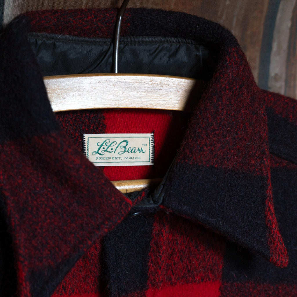 1960s LL Bean Black and Red Wool Western Jacket Overshirt Large