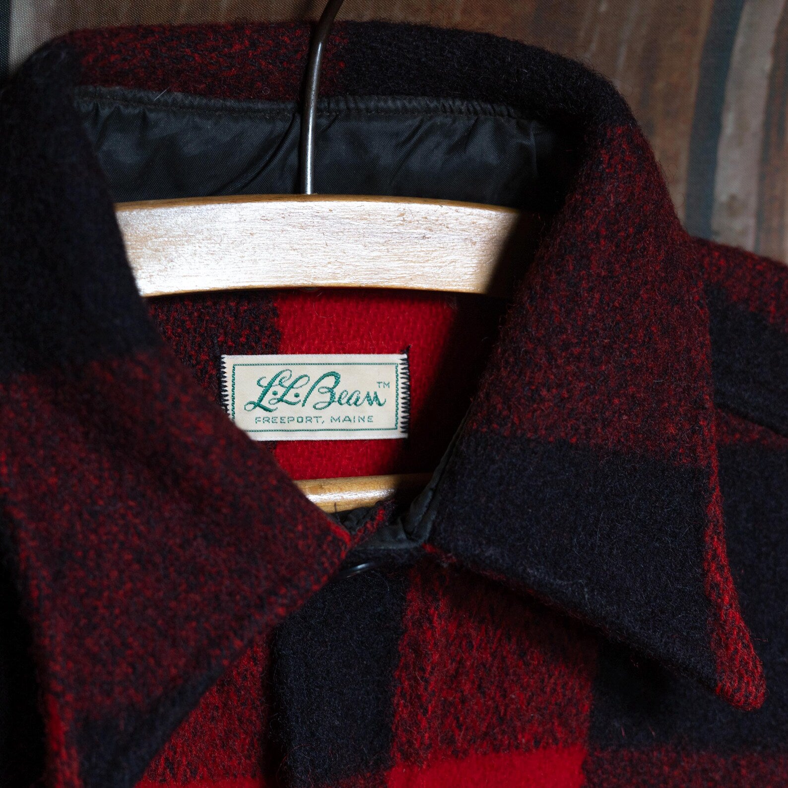 1960s LL Bean Black and Red Wool Western Jacket Overshirt Large