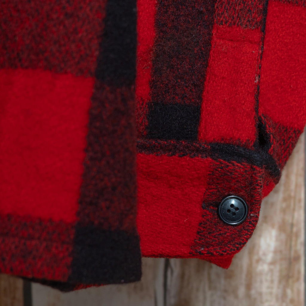 1960s LL Bean Black and Red Wool Western Jacket Overshirt Large