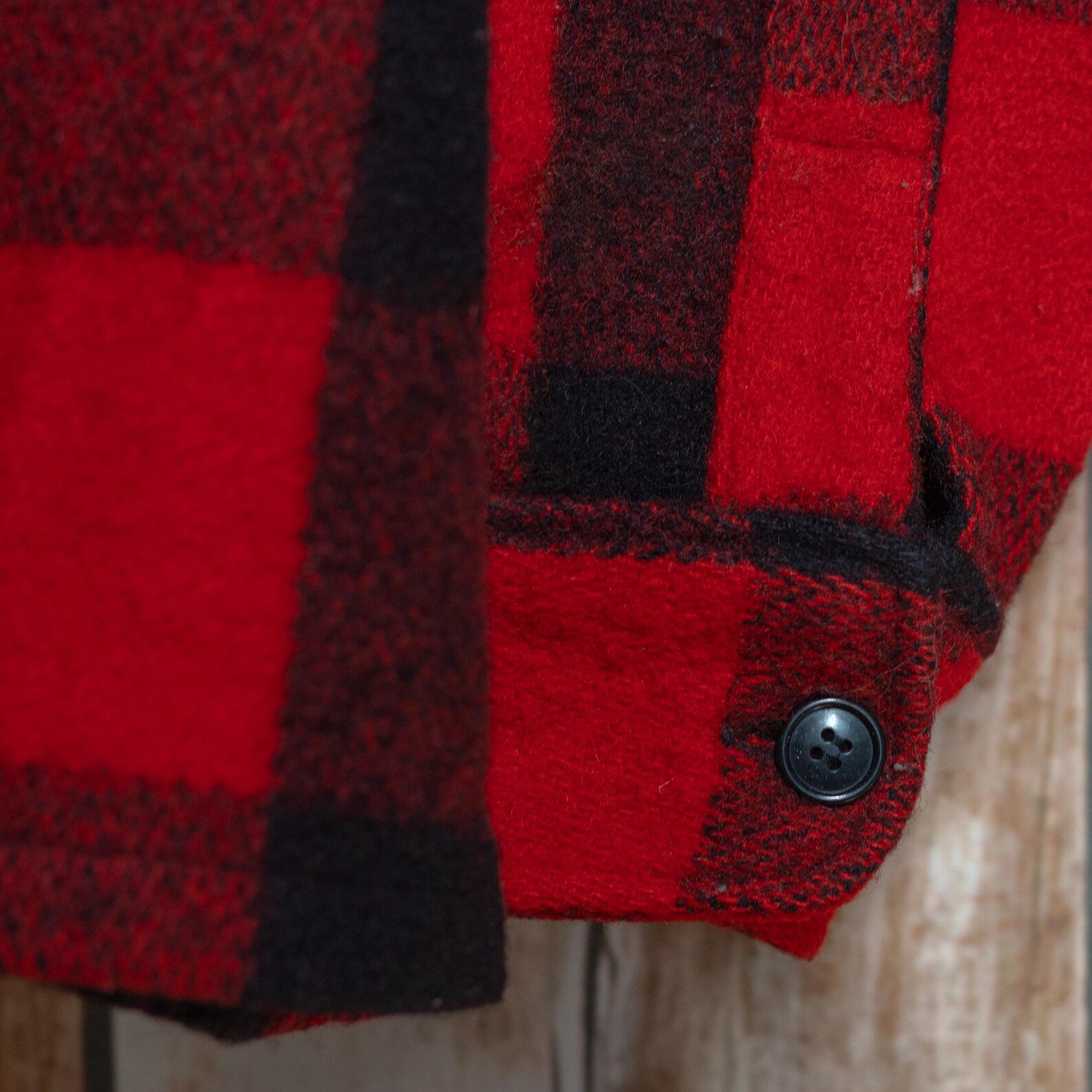 1960s LL Bean Black and Red Wool Western Jacket Overshirt Large