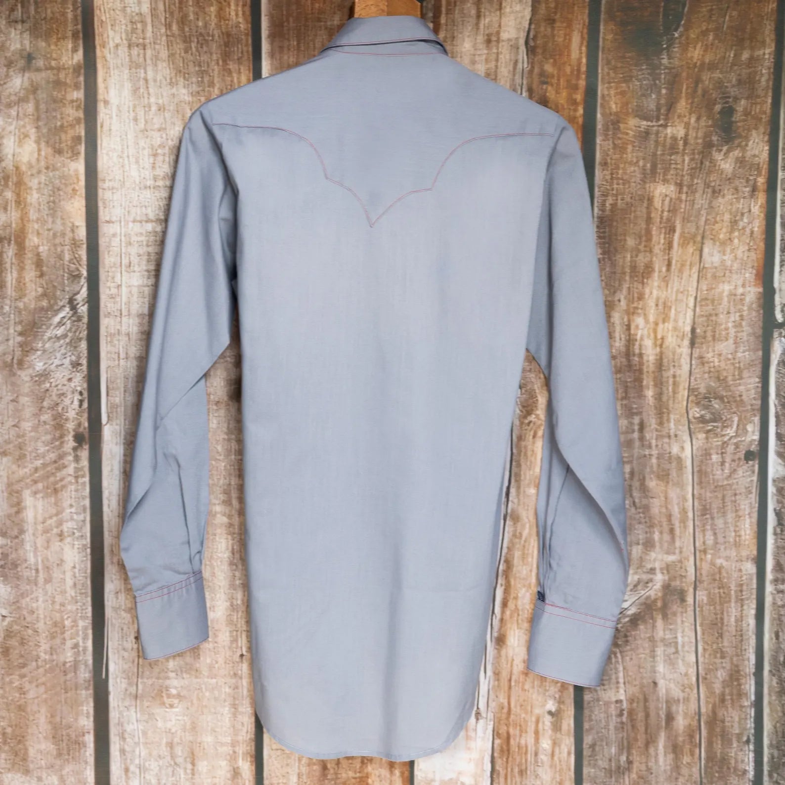 Rockmount Ranchwear Bibbed Grey Cowboy Shirt with Red Piping, Medium