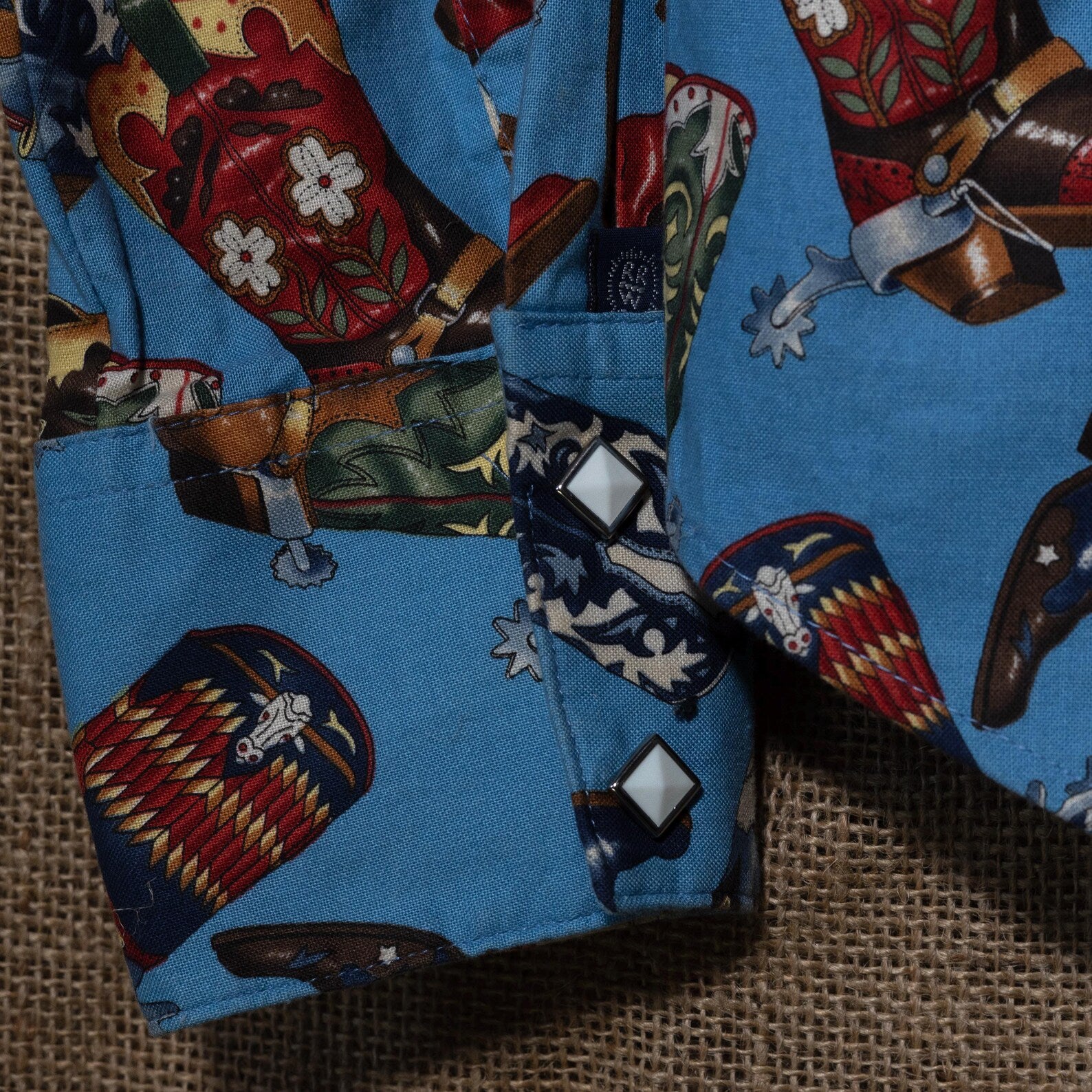 Rockmount Ranchwear Women's Blue Cowboy Boot Shirt L