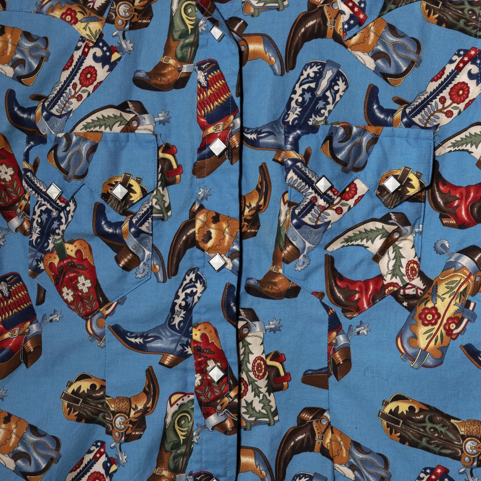 Rockmount Ranchwear Women's Blue Cowboy Boot Shirt L