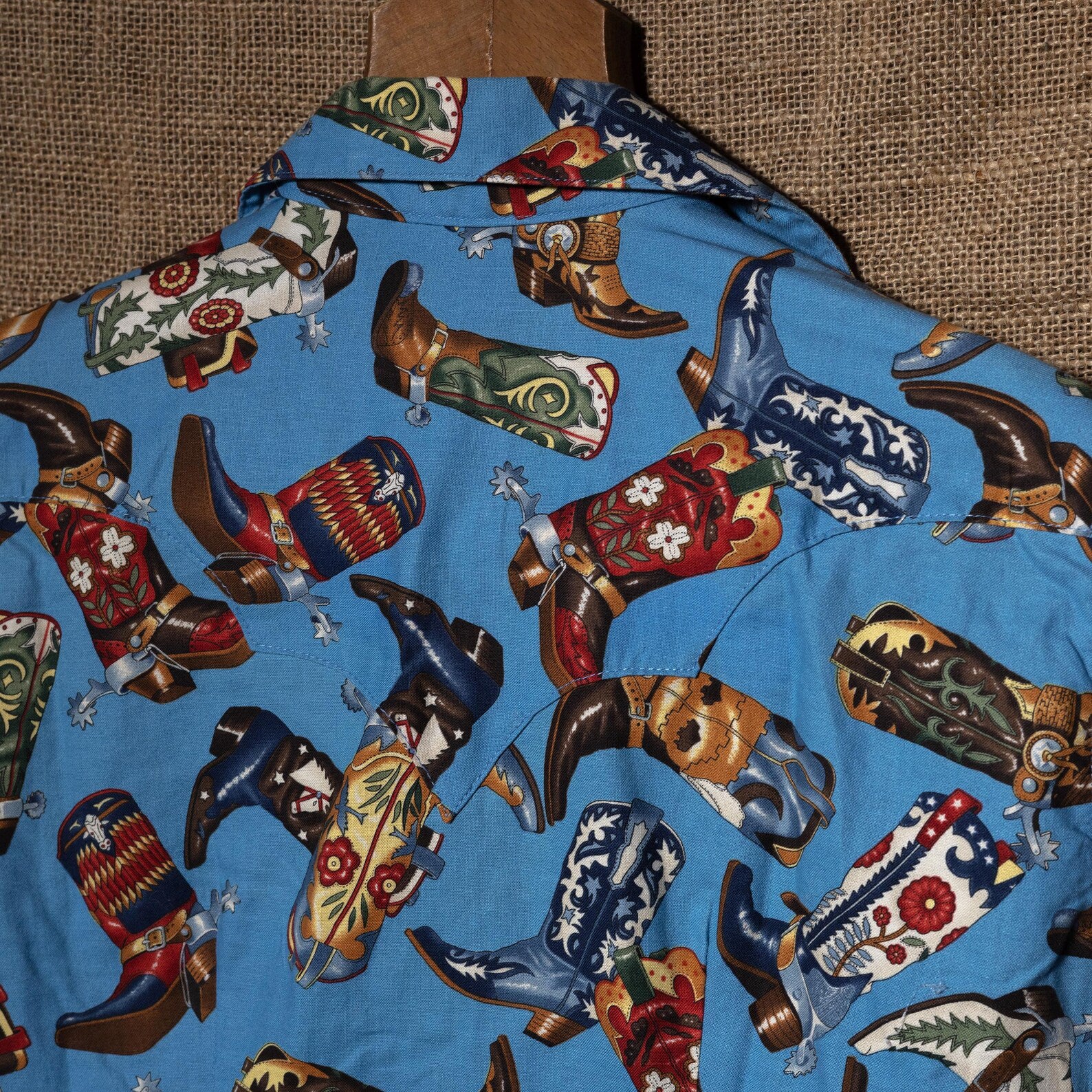 Rockmount Ranchwear Women's Blue Cowboy Boot Shirt L