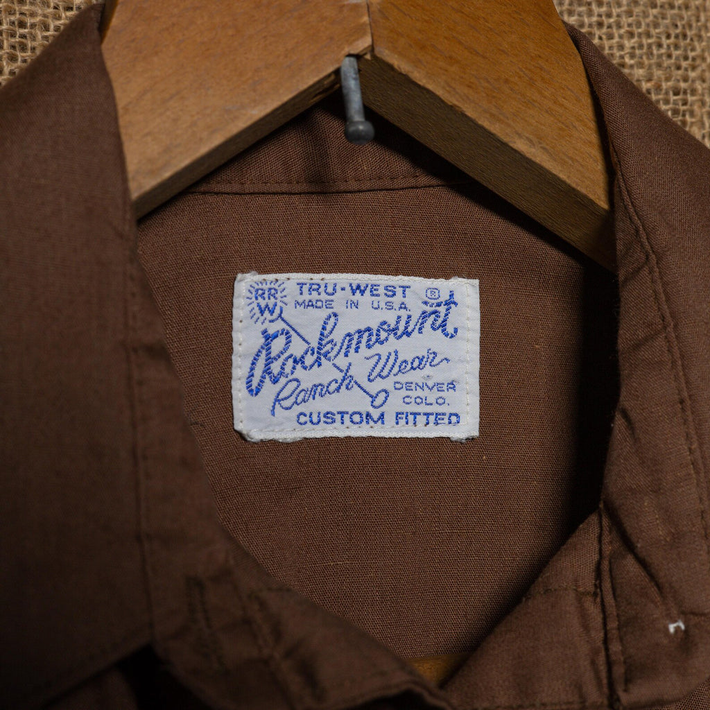 1970s Vintage Rockmount Ranchwear Brown Western Shirt With Bull Detail
