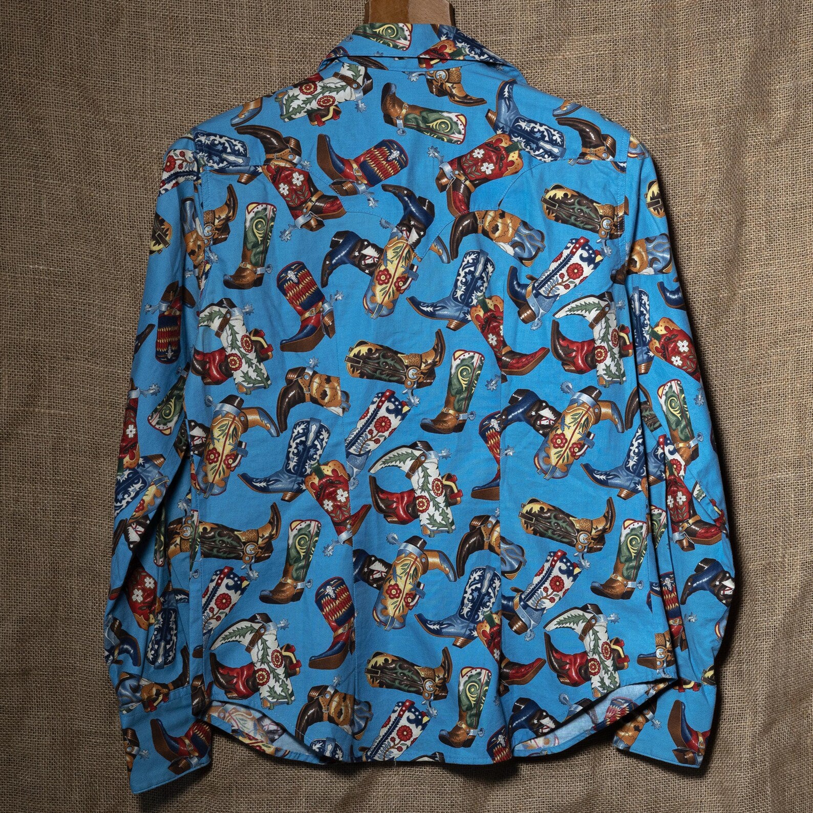 Rockmount Ranchwear Women's Blue Cowboy Boot Shirt L