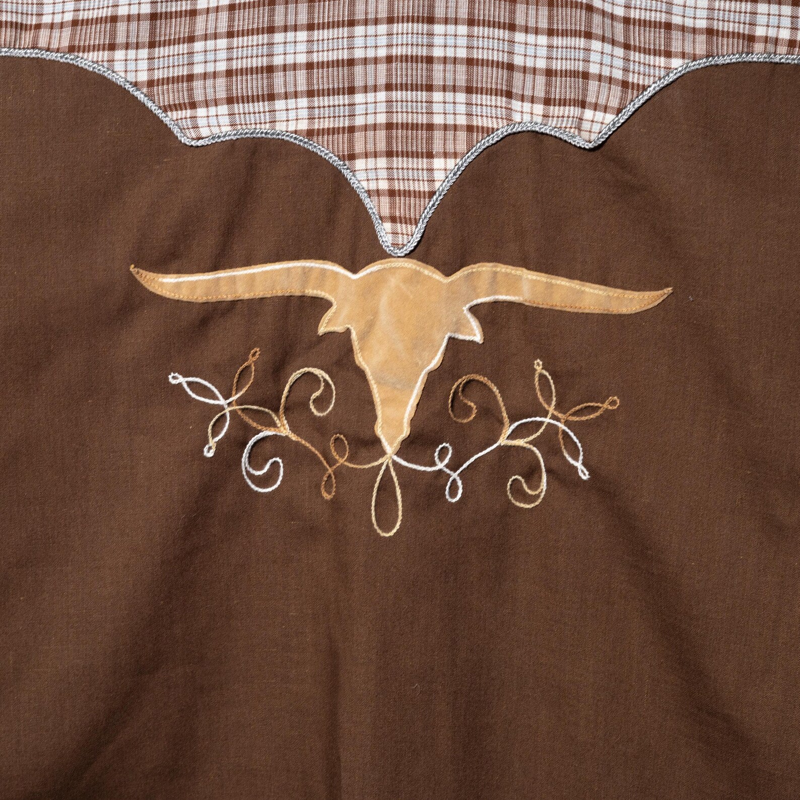 1970s Vintage Rockmount Ranchwear Brown Western Shirt With Bull Detail