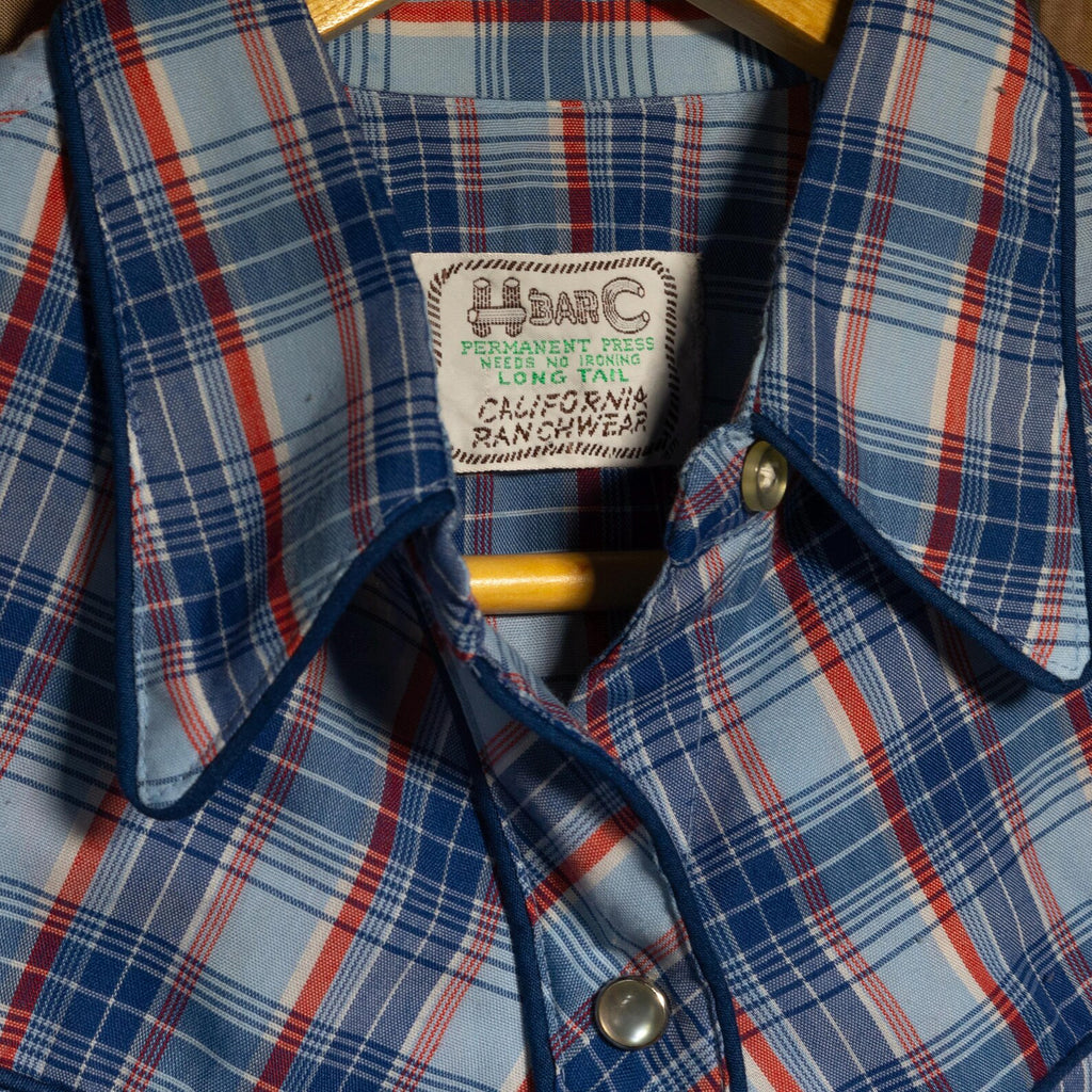 Vintage H Bar C Ranchwear Checked Cotton Blue Shirt M / 10