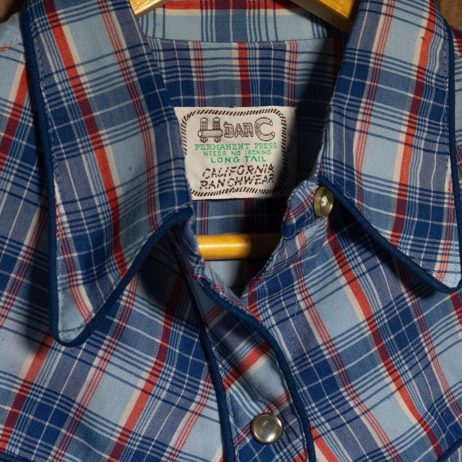 Vintage H Bar C Ranchwear Checked Cotton Blue Shirt M / 10