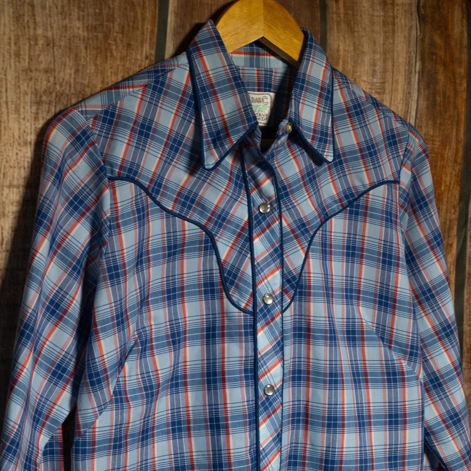 Vintage H Bar C Ranchwear Checked Cotton Blue Shirt M / 10