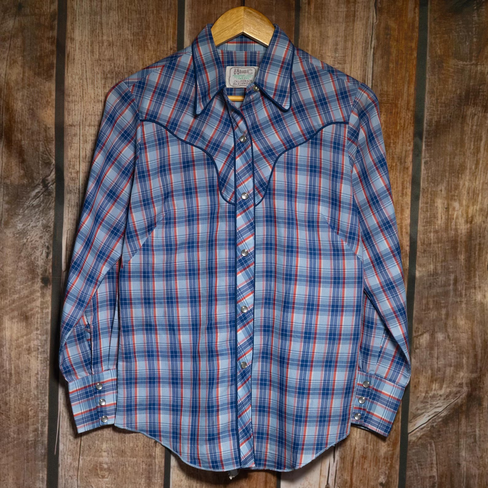 Vintage H Bar C Ranchwear Checked Cotton Blue Shirt M / 10