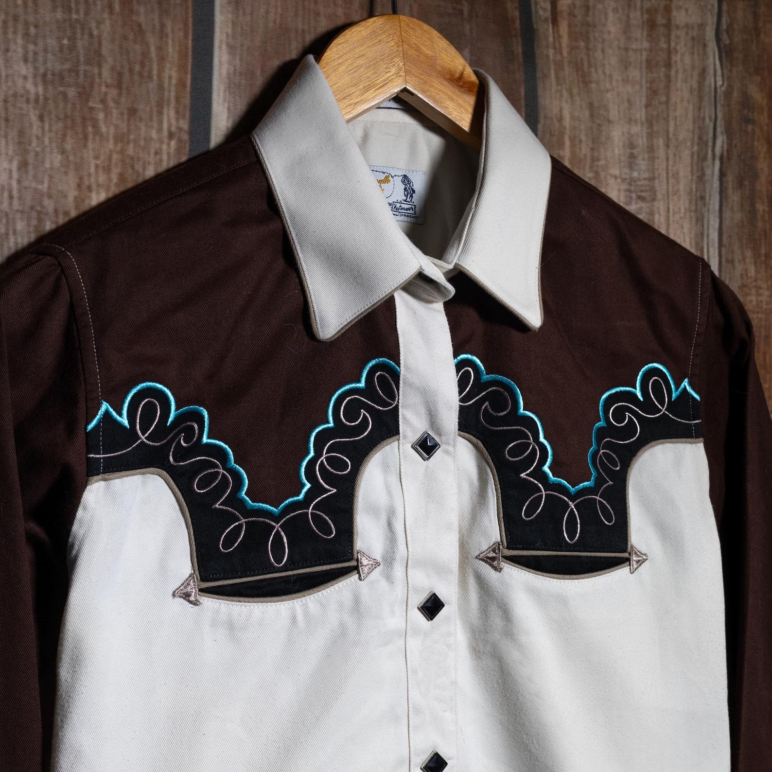 Thick Embroidered Western Shirt S