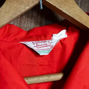 Vintage 1970s H Bar C Red Cowgirl Blouse with White Detail M / 10